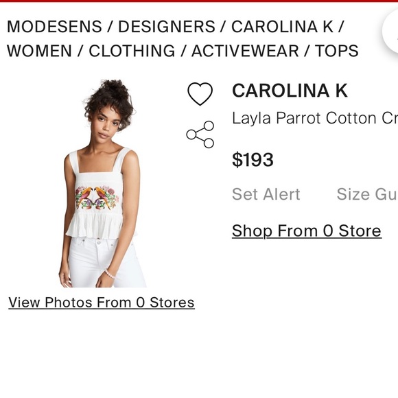 NWT! CAROLINA K embroidered Layla parrot cotton crop top - Picture 2 of 11